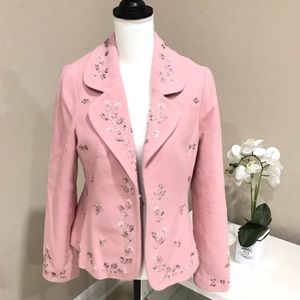 Karen Kane Pink Beaded Wool Blazer